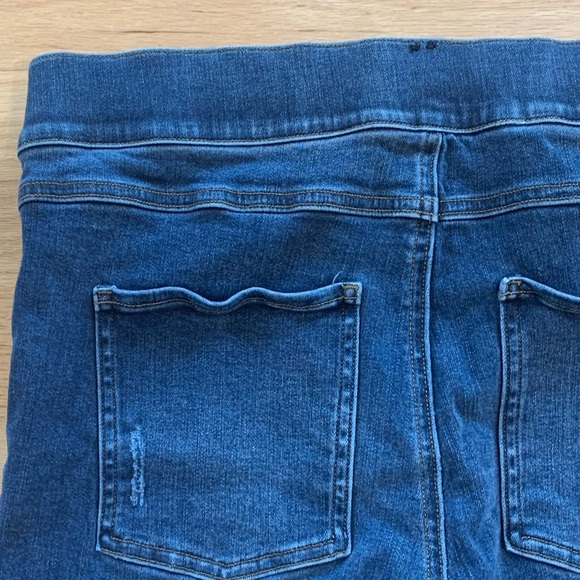 Women's Spanx Distressed Skinny Jeans Dark Wash Raw Hem Ankle Length Size XL - Picture 10 of 13